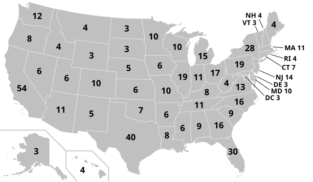 Map of the Electoral College (Photo courtesy of Wikimedia Commons). ﻿