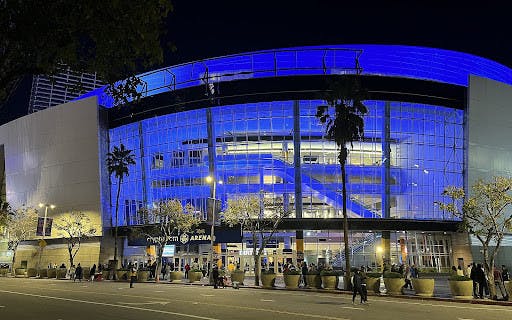 Outside View of Crypto.com Arena In Los Angeles California (Photo courtesy of Wikimedia Commons / “Crypto.com Arena 2022” by  Troutfarm27. CC BY-SA 4.0, Nov. 11, 2022).
