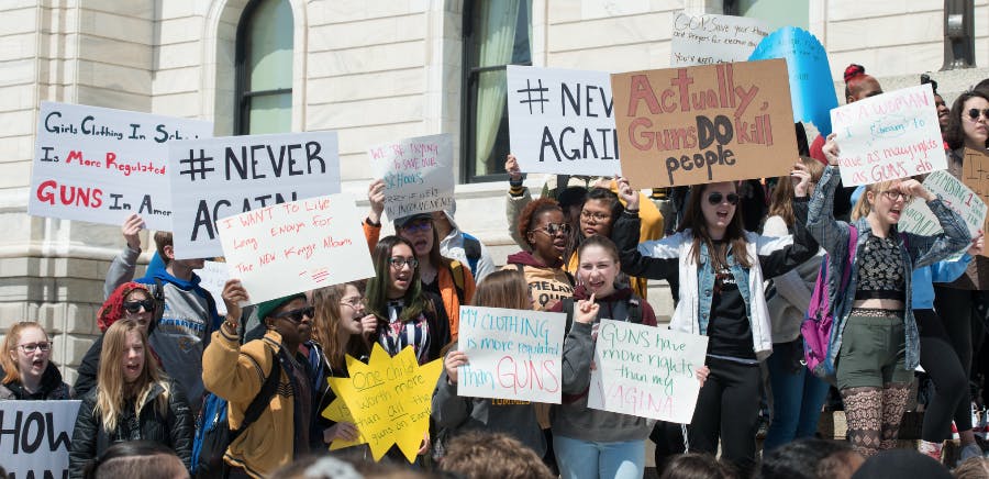 Gun violence in schools becomes more and more of a prevalent issue each year, making it harder to feel any sort of comfort or safety in schools. (Photo courtesy of Flickr/ National School Walkout against gun violence by Fibonacci Blue. April 20, 2018). 
