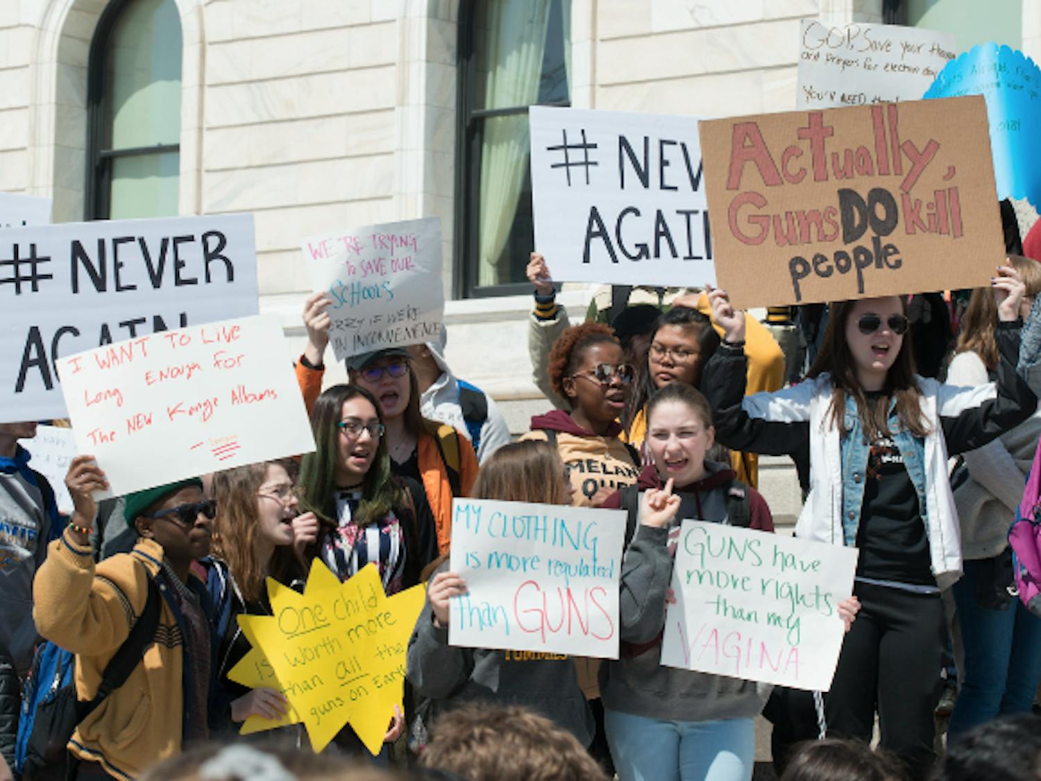 Gun violence in schools becomes more and more of a prevalent issue each year, making it harder to feel any sort of comfort or safety in schools. (Photo courtesy of Flickr/ National School Walkout against gun violence by Fibonacci Blue. April 20, 2018). 
