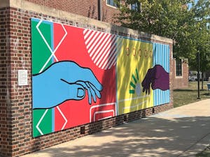 The mural was painted by Kelly Mazzucca, Makala Amos-Whitfield, Jenna Clayton, Abigail Hall, Stephanie Krontiris, Jenna Mulcahy, Dean Olivier, Kria Rubiano, Carson Ruggia and Shane Tomalinas (Photo by Alena Bitonti / Arts & Entertainment Editor).