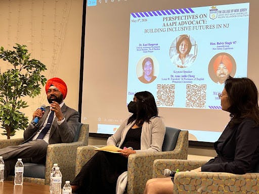 Balvir Singh, Kani Ilangovan and Anne Anlin Cheng speaking at the panel. (Photo courtesy of Yifeng Hu)