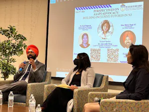 Balvir Singh, Kani Ilangovan and Anne Anlin Cheng speaking at the panel. (Photo courtesy of Yifeng Hu)