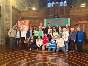 Some attendees of the Montclair Township town hall meeting posing for a photo. (Photo by Raeanne Raccagno)
