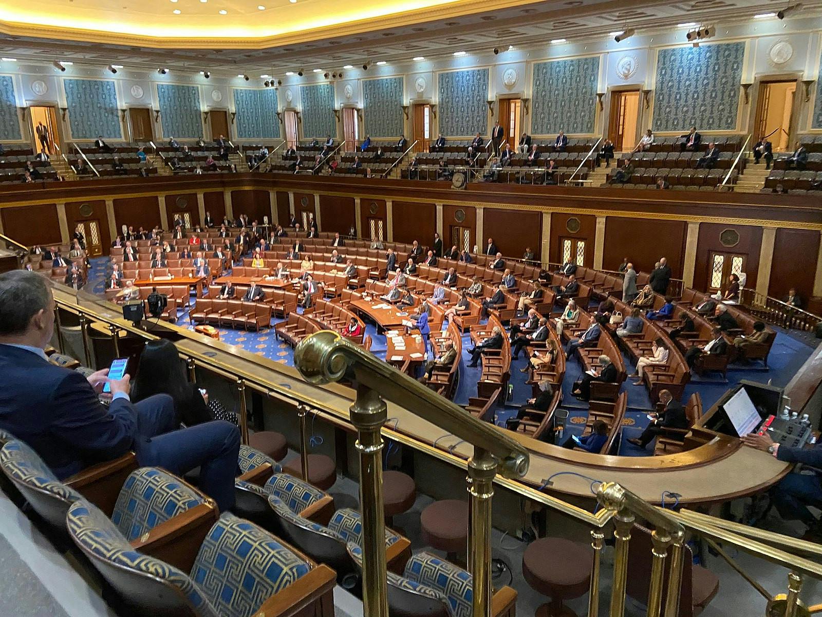 All 435 seats for the House of Representatives were on the ballot in the 2024 election (Photo courtesy of Wikimedia Commons / “Social distancing in the House Chamber today” by Office of Mike Rogers, United States Congress. March 27, 2020). 