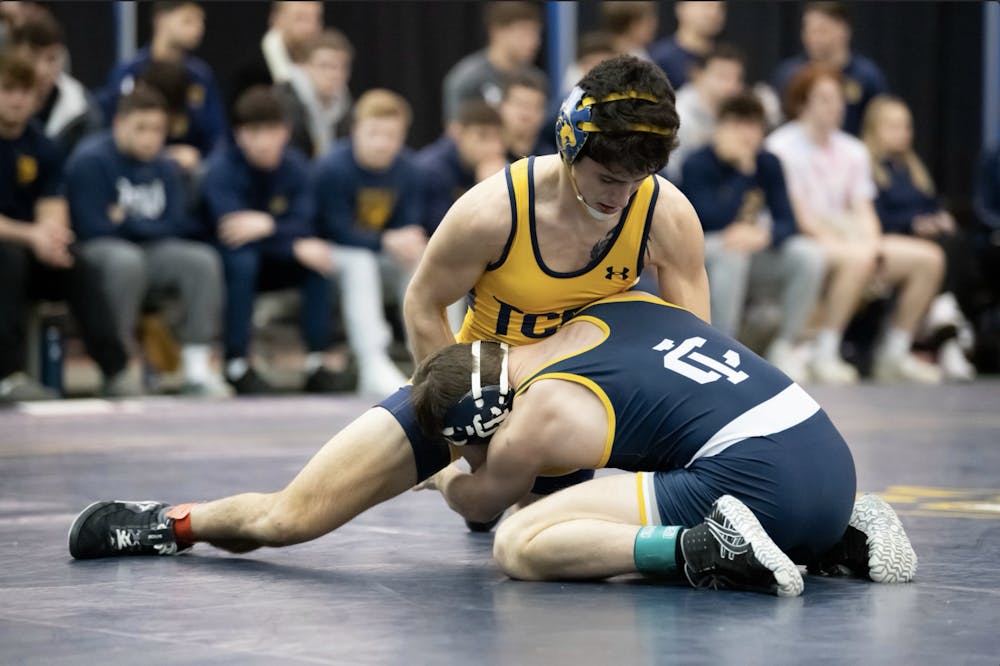 <p><strong>The College’s Wrestling in loss to Ithaca College (Photo Courtesy of Jimmy Alagna).</strong></p>