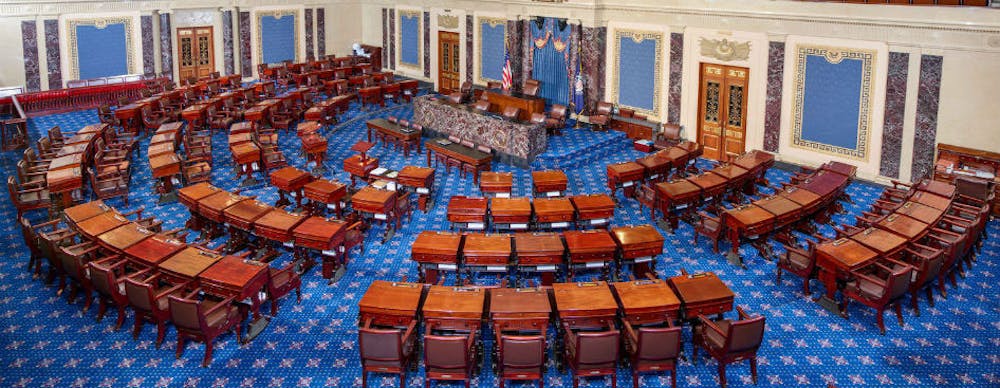 <p><em>The Republican Party garnered 53 seats while the Democratic Party totaled 47 seats in the 2024 Senate election (Photo courtesy of Wikimedia Commons / “</em><a href="https://commons.wikimedia.org/wiki/File:United_States_Senate_Floor.jpg" target=""><em>United States Senate Floor</em></a><em>” by United States Senate. n.d.). </em></p>