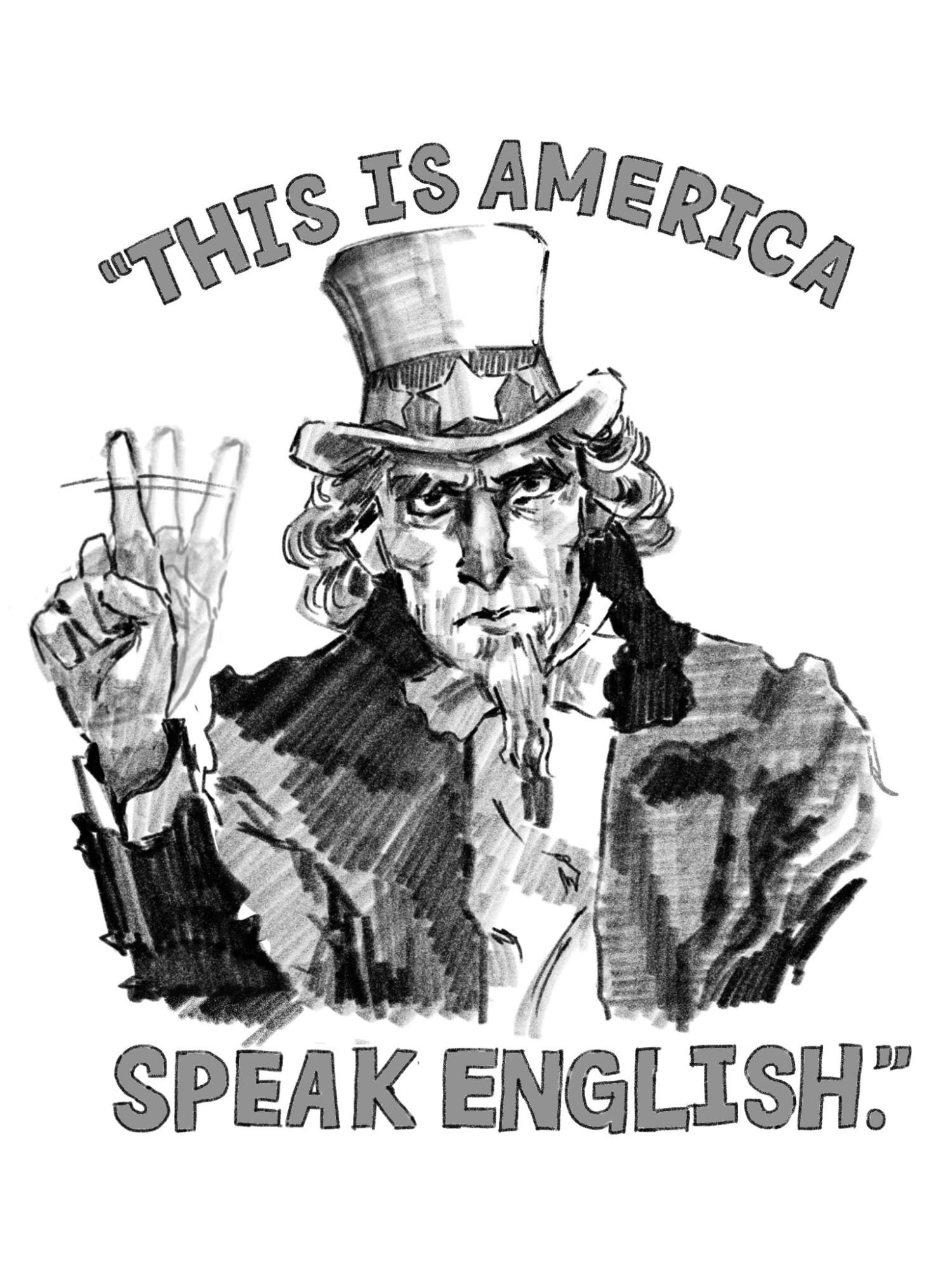 The rhetoric that Americans must exclusively speak English is a prevalent one. (Illustration by Sky Stewart)