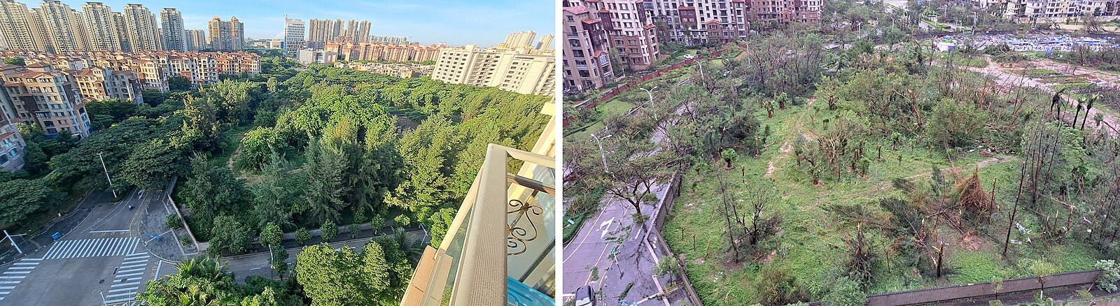 Typhoon Yagi, one of the strongest storms in 2024, struck near Haiphong, Vietnam, and triggered flash floods and landslides, caused damage to bridges and uprooted trees, affecting many areas (Photo courtesy of Wikimedia Commons / “Typhoon yagi before-after 3” by Anna Frodesiak. September 7, 2024).