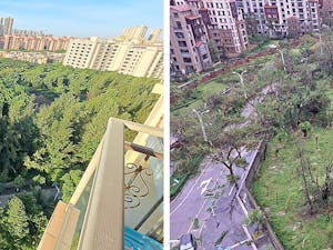 Typhoon Yagi, one of the strongest storms in 2024, struck near Haiphong, Vietnam, and triggered flash floods and landslides, caused damage to bridges and uprooted trees, affecting many areas (Photo courtesy of Wikimedia Commons / “Typhoon yagi before-after 3” by Anna Frodesiak. September 7, 2024).