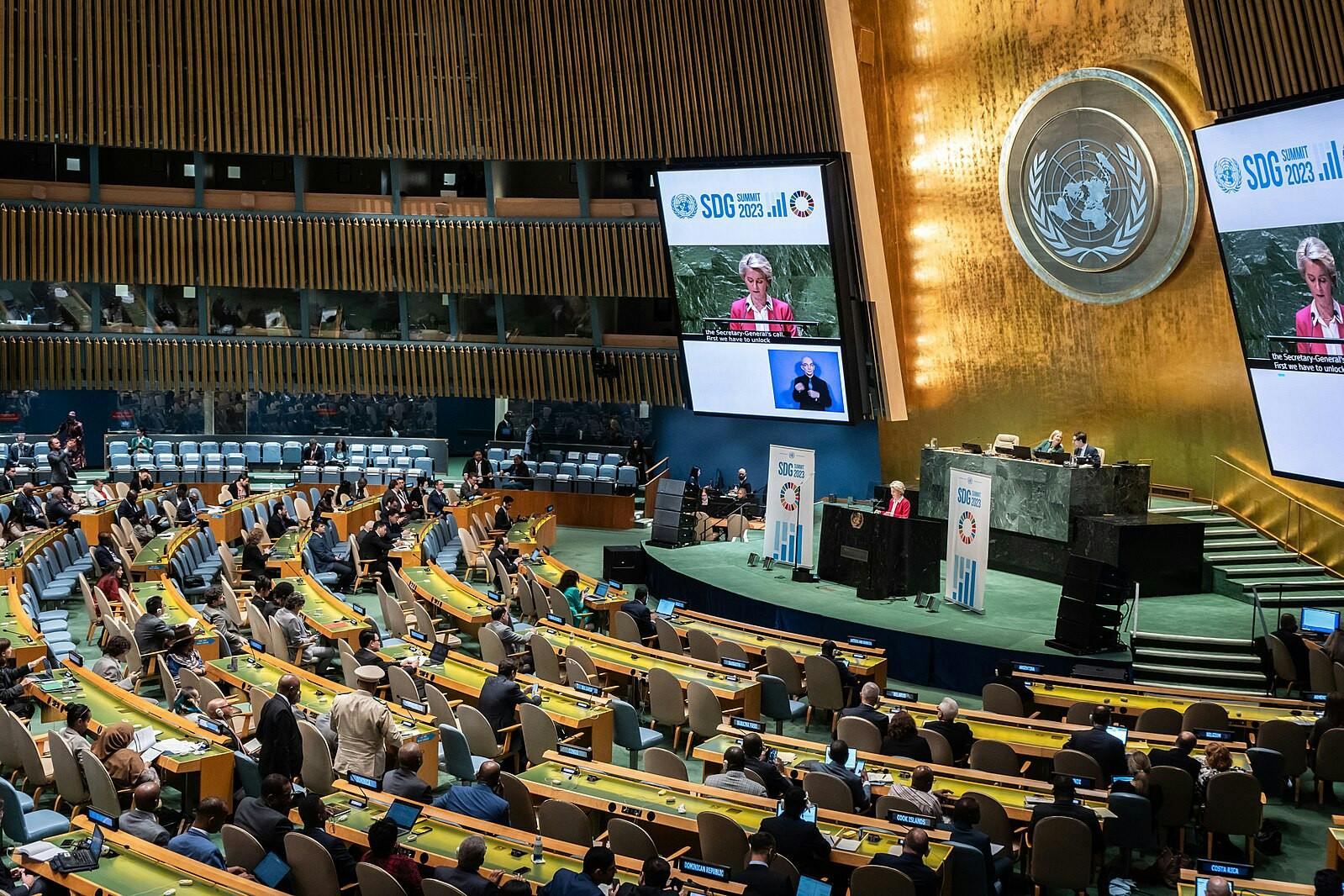 More than 140 world leaders and state representatives gathered in New York City to address the 78th session of the United Nations General Assembly (Photo courtesy of Wikimedia Commons/“UNGA 2023 - Monday - 53198182539” by Ministerie van Buitenlandse Zaken. September 18, 2023). 
