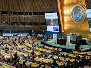 More than 140 world leaders and state representatives gathered in New York City to address the 78th session of the United Nations General Assembly (Photo courtesy of Wikimedia Commons/“UNGA 2023 - Monday - 53198182539” by Ministerie van Buitenlandse Zaken. September 18, 2023). 
