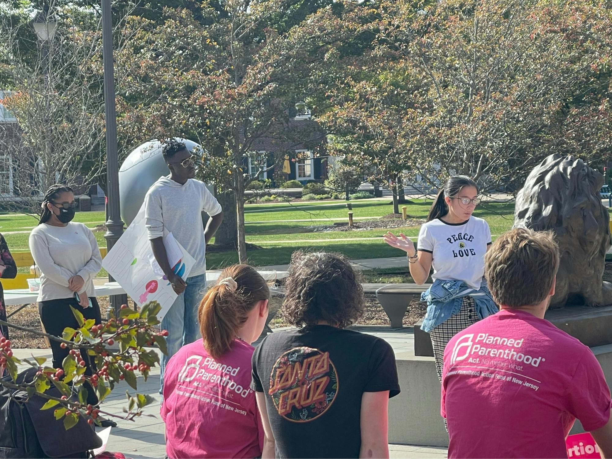Students speaking to the crowd during rally (Photo courtesy of Myara Gomez / Staff Writer). 