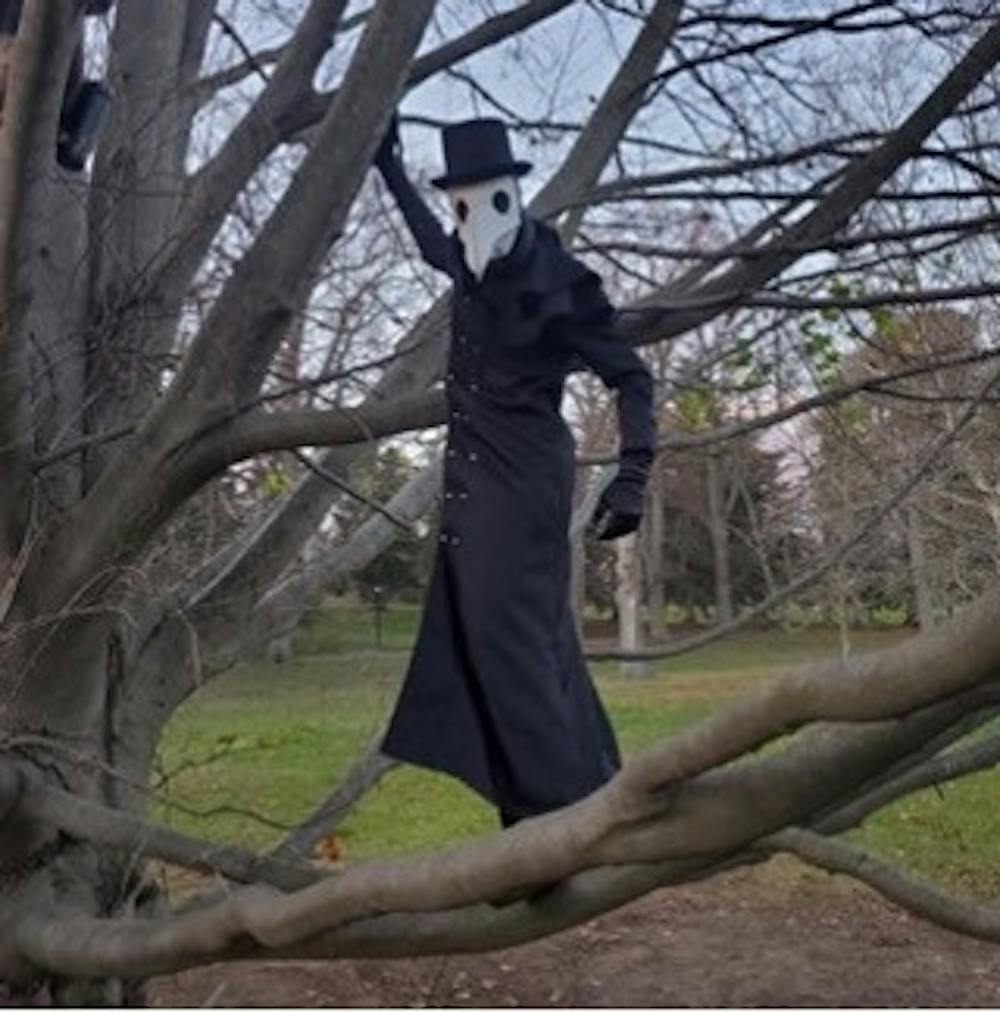 <p>The Plague Doctor turned heads in Oct. 2022 when they started walking around campus in an arguably-scary costume (Photo courtesy of the Plague Doctor).</p>