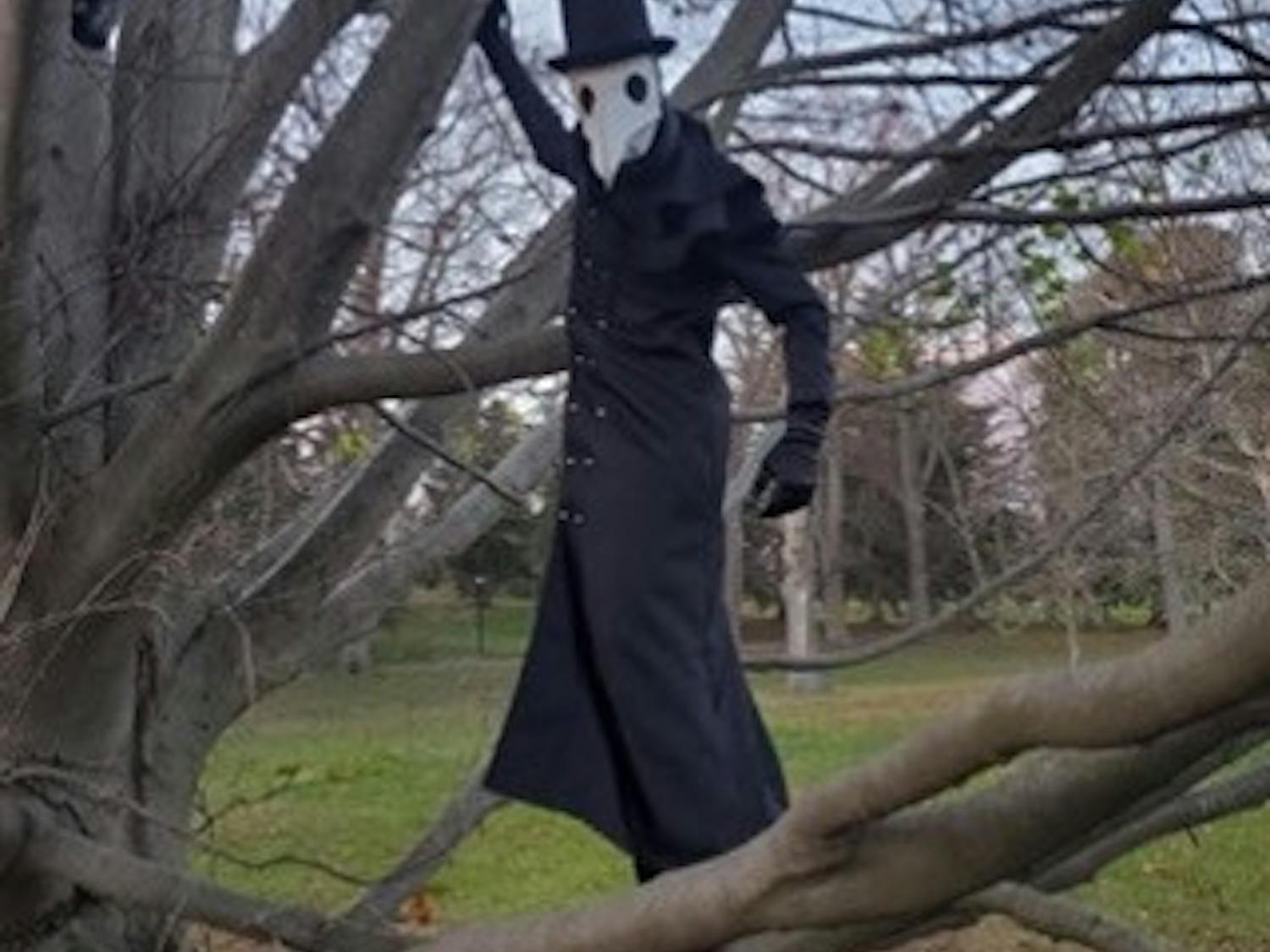 The Plague Doctor turned heads in Oct. 2022 when they started walking around campus in an arguably-scary costume (Photo courtesy of the Plague Doctor).
