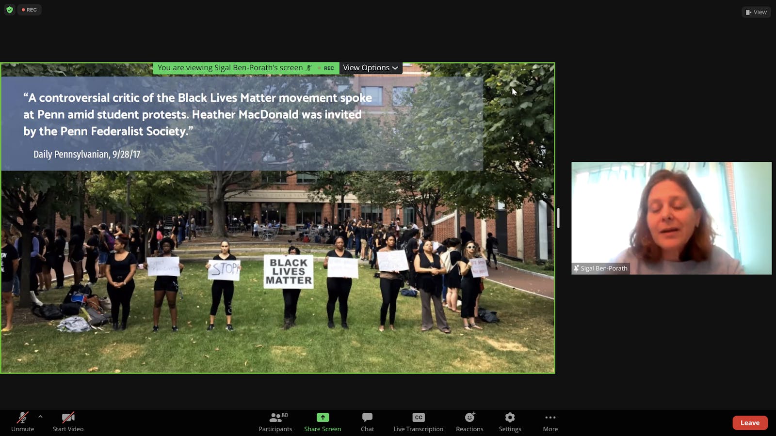 Sigal Ben-Porath presenting (Karla Fonseca / Staff Writer).