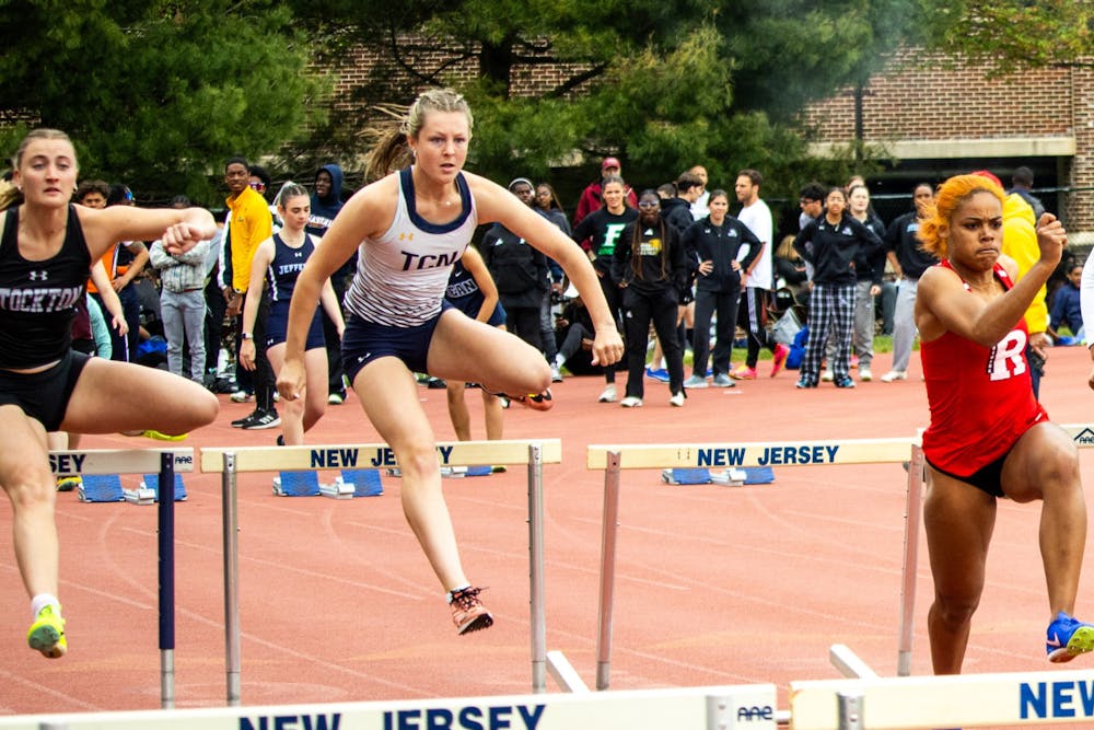 <p><em>Junior Sarah Scepkowski in hurdles. (Photo courtesy of Shane Gillespie)</em></p>