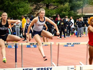Junior Sarah Scepkowski in hurdles. (Photo courtesy of Shane Gillespie)