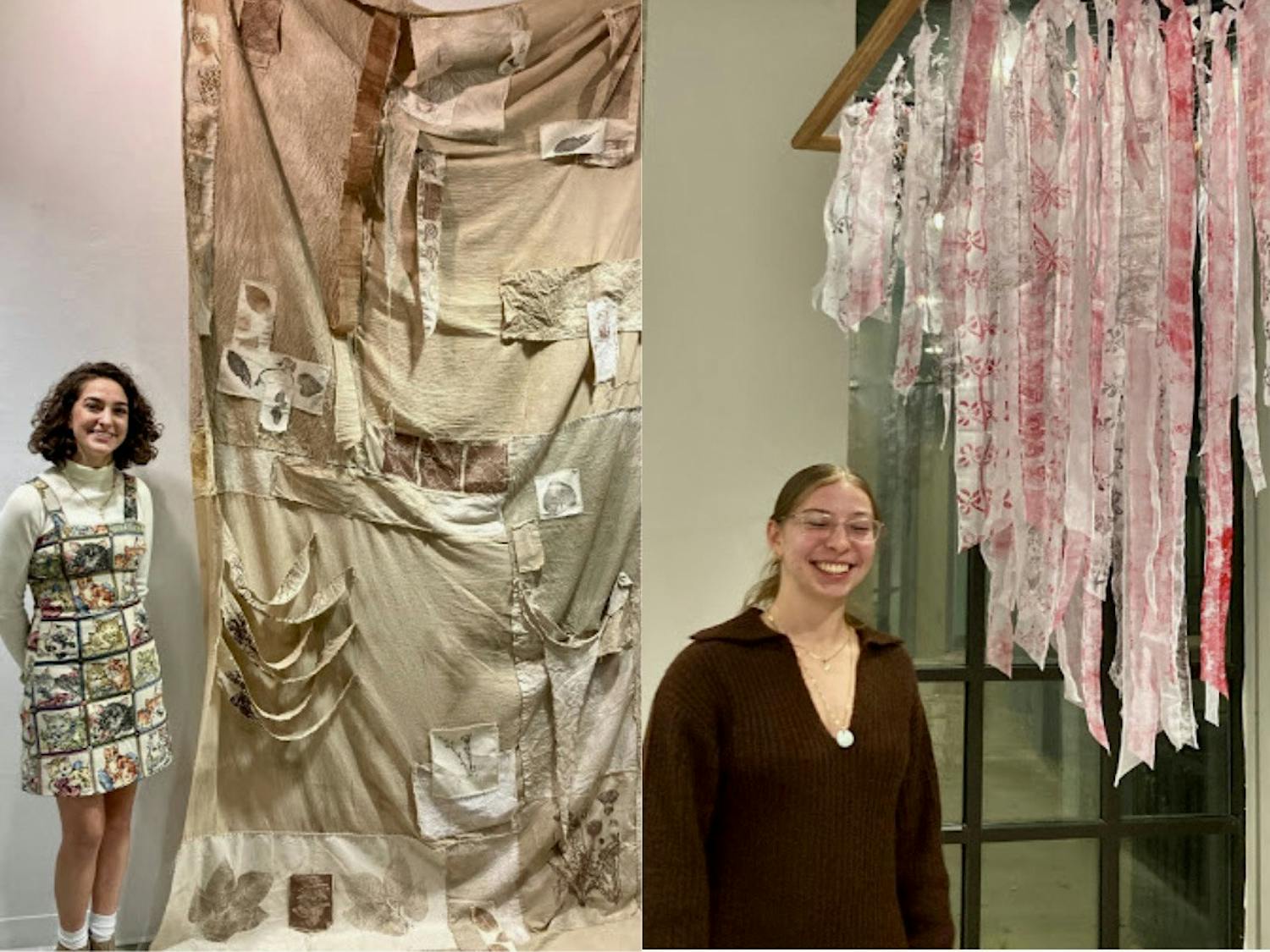 Micheala Moran with "Impressions" (left) and Angela Siwarski with "Untitled" (right) (Photos Courtesy of Lilly Ward).