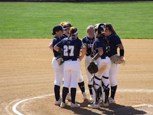 Photo from the doubleheader against Rowan University on April 12. Elizabeth Gladstone/The Signal.