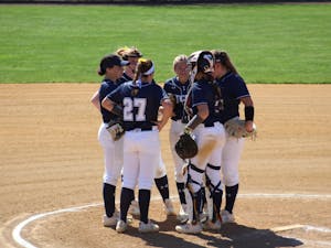 Photo from the doubleheader against Rowan University on April 12. Elizabeth Gladstone/The Signal.