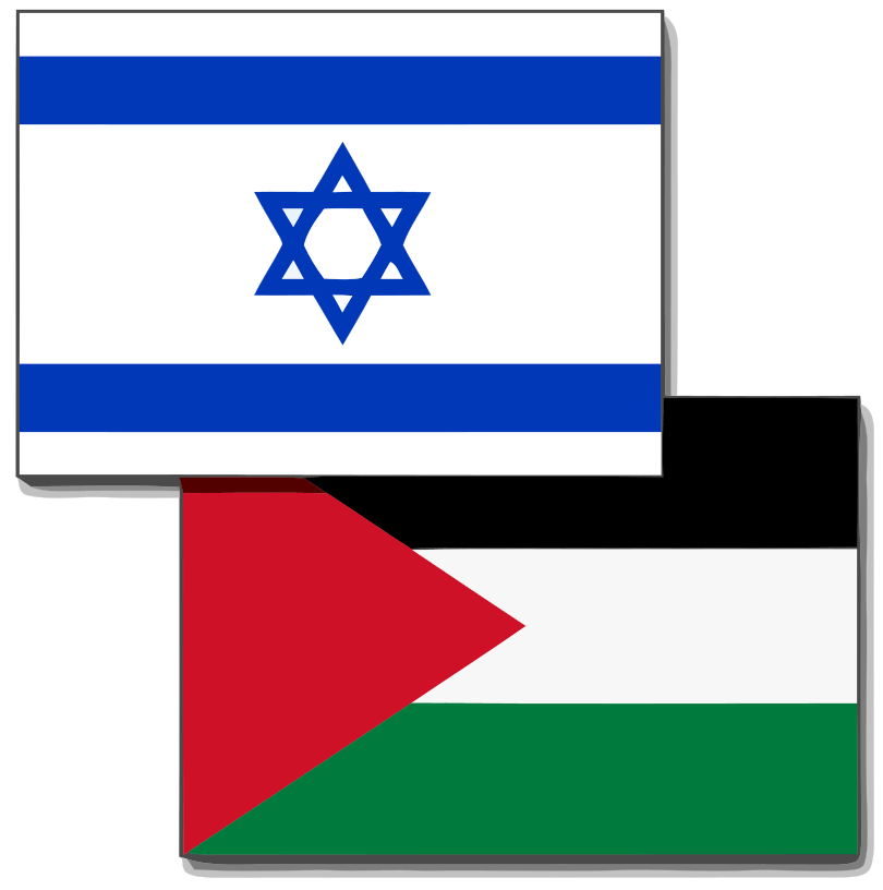 (Photo courtesy of Wikimedia Commons/“Israel-Palestine flags” by User:Justass. October 20, 2009). 
