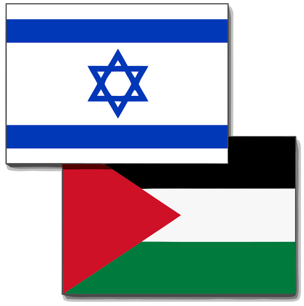 <p><em>(Photo courtesy of Wikimedia Commons/“</em><a href="https://commons.wikimedia.org/wiki/File:Israel-Palestine_flags.svg" target=""><em>Israel-Palestine flags</em></a><em>” by User:Justass. October 20, 2009). </em></p>