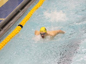 Swimming preforms on senior day (Photo courtesy of Elizabeth Gladstone)