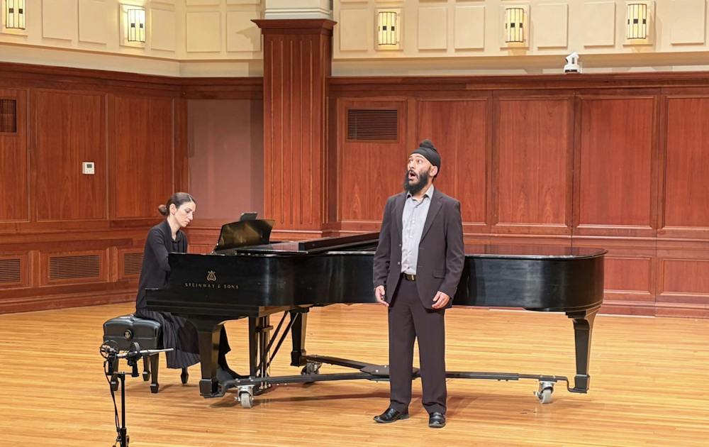 <p><em>Anoop Singh pictured performing at the first Tuesday Recital of the semester-long series. (Photo by Stephen Martin / Correspondent)</em></p>