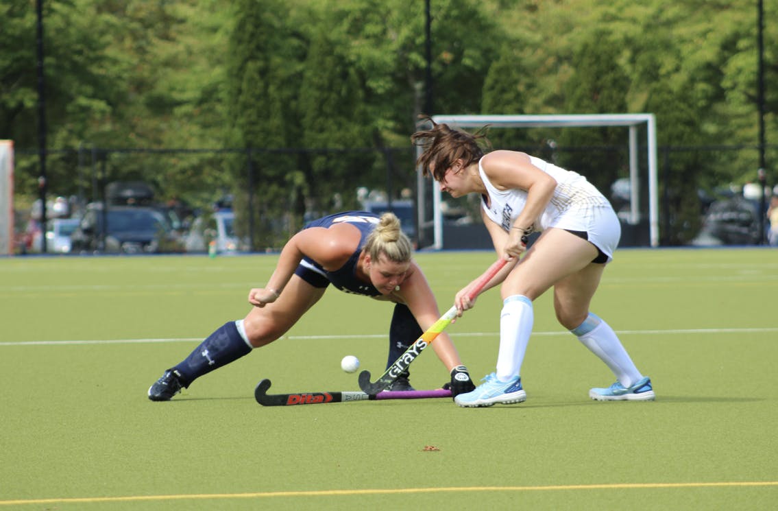 Sophomore defender Emily Dvorsky making a stop (Photo courtesy of Elizabeth Gladstone / Multimedia Coordinator).﻿