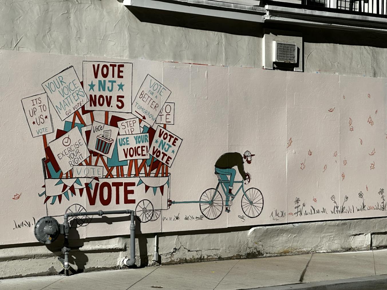 “The Wagon,” a vote mural made by Artist Member of The Month Eugenia Porello, can be found on Spring Street in Princeton, New Jersey (Photo by Giya Khurana).