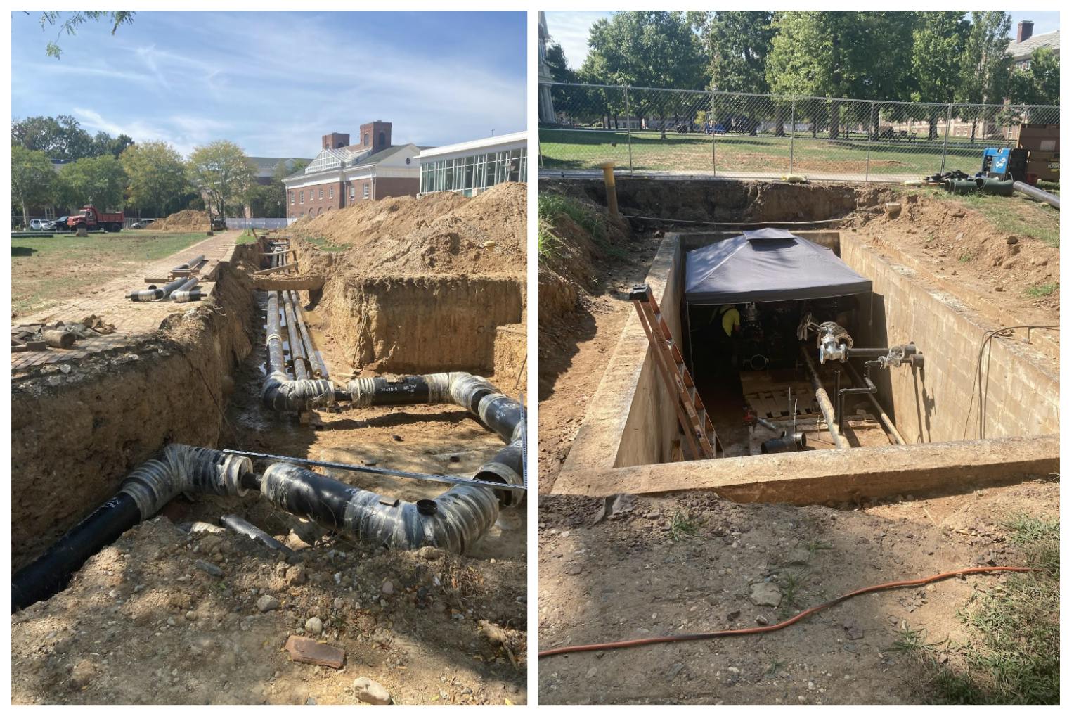 Major construction on steam pipes in front of Green Hall (Photo courtesy of Emma Huegi / Correspondent).