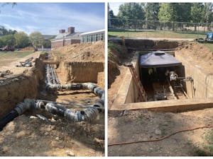 Major construction on steam pipes in front of Green Hall (Photo courtesy of Emma Huegi / Correspondent).