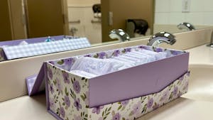 There are free period products in Bliss Hall bathrooms. (Photo by Brooke Zevon)