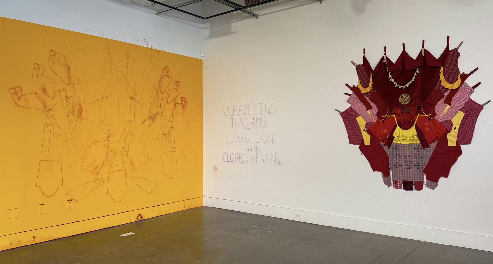 Rachel Breen’s repurposed textile artwork highlights the hidden labor and stories woven into everyday clothing. (Photo courtesy of Devyn Briones)