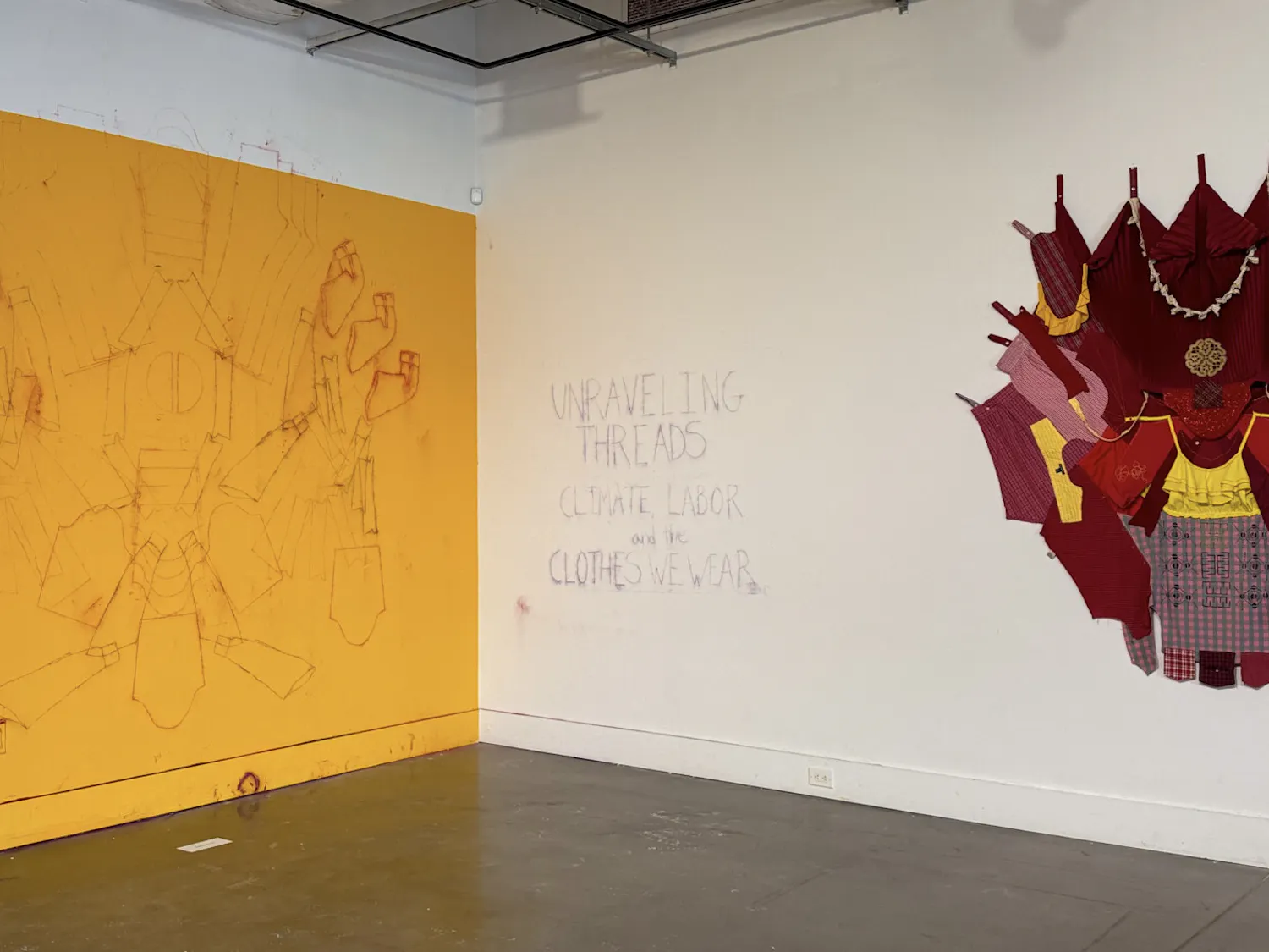 Rachel Breen’s repurposed textile artwork highlights the hidden labor and stories woven into everyday clothing. (Photo courtesy of Devyn Briones)