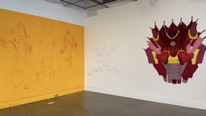 Rachel Breen’s repurposed textile artwork highlights the hidden labor and stories woven into everyday clothing. (Photo courtesy of Devyn Briones)