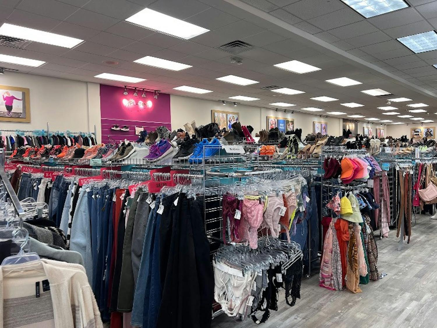 Thrift stores, such as Plato’s Closet which is featured, were initially designed to benefit low-income communities, but have gained more traction among Gen Z in recent years (Photo courtesy of Riley Eisenbeil).