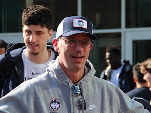 UConn Head Coach Dan Hurley departs for the Final Four with his team (Photo courtesy of Liam Enea/Flickr).
