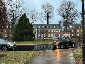Cars located after Allen, Ely and Brewster Halls on Friday, Dec. 1. Many parents were seen picking up students for the weekend in order to take them home (Photo courtesy of Briana Keenan).