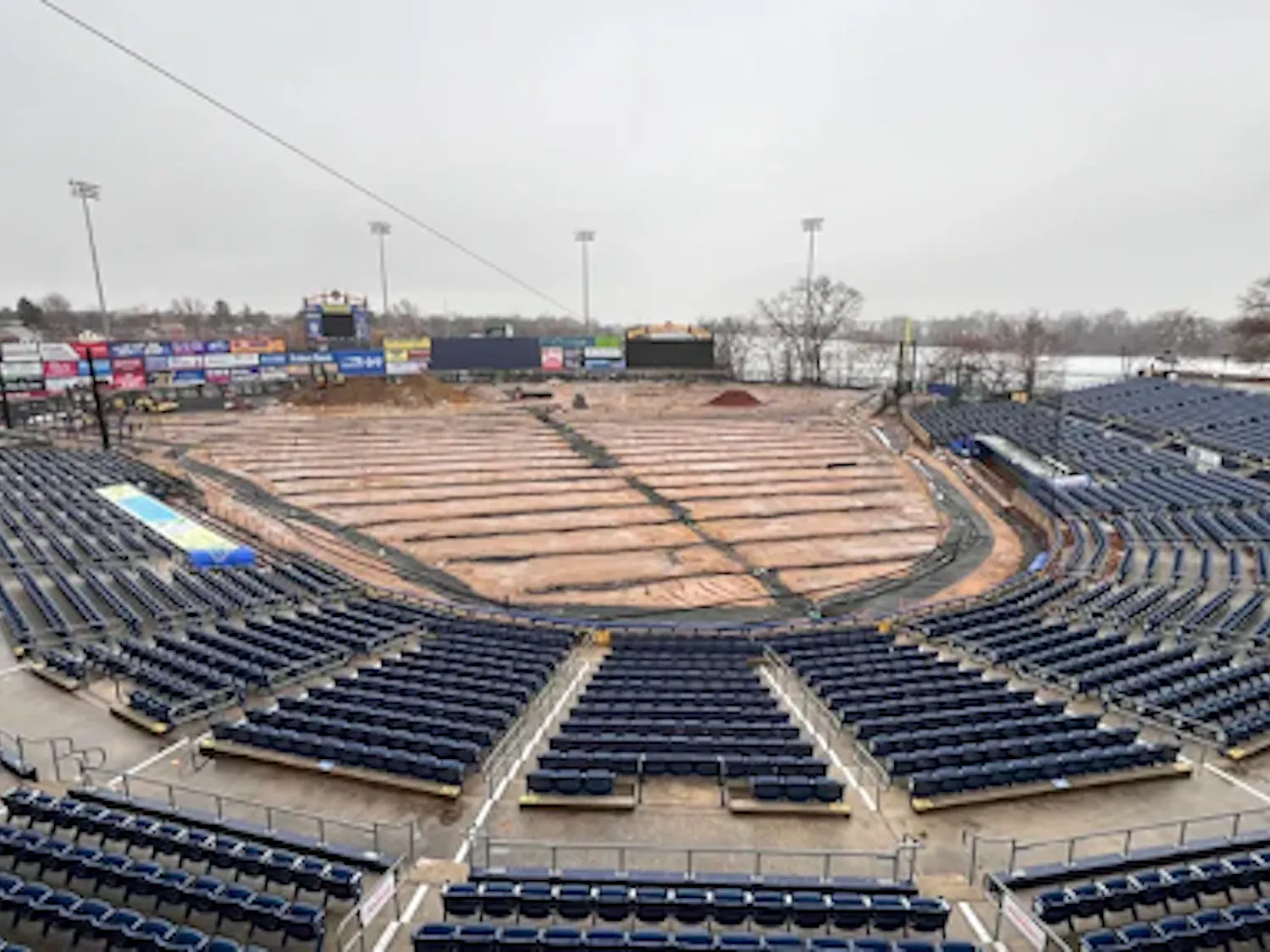 The Samuel J. Plumeri Sr. Field undergoing improvements over the 2025 offseason as part of phase two of Trenton Thunder’s two-year renovation project. (Photo courtesy of Mike Warren)