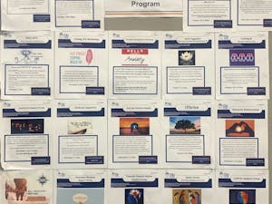 Group and workshop program postings on the bulletin board outside the CAPS office in Eickhoff Hall (Photo courtesy of Alexandra Copeland).