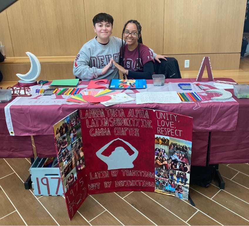 Nelly Sanchez and Donna Gedin representing Lambda Theta Alpha (Photo courtesy of Grace Murphy)
