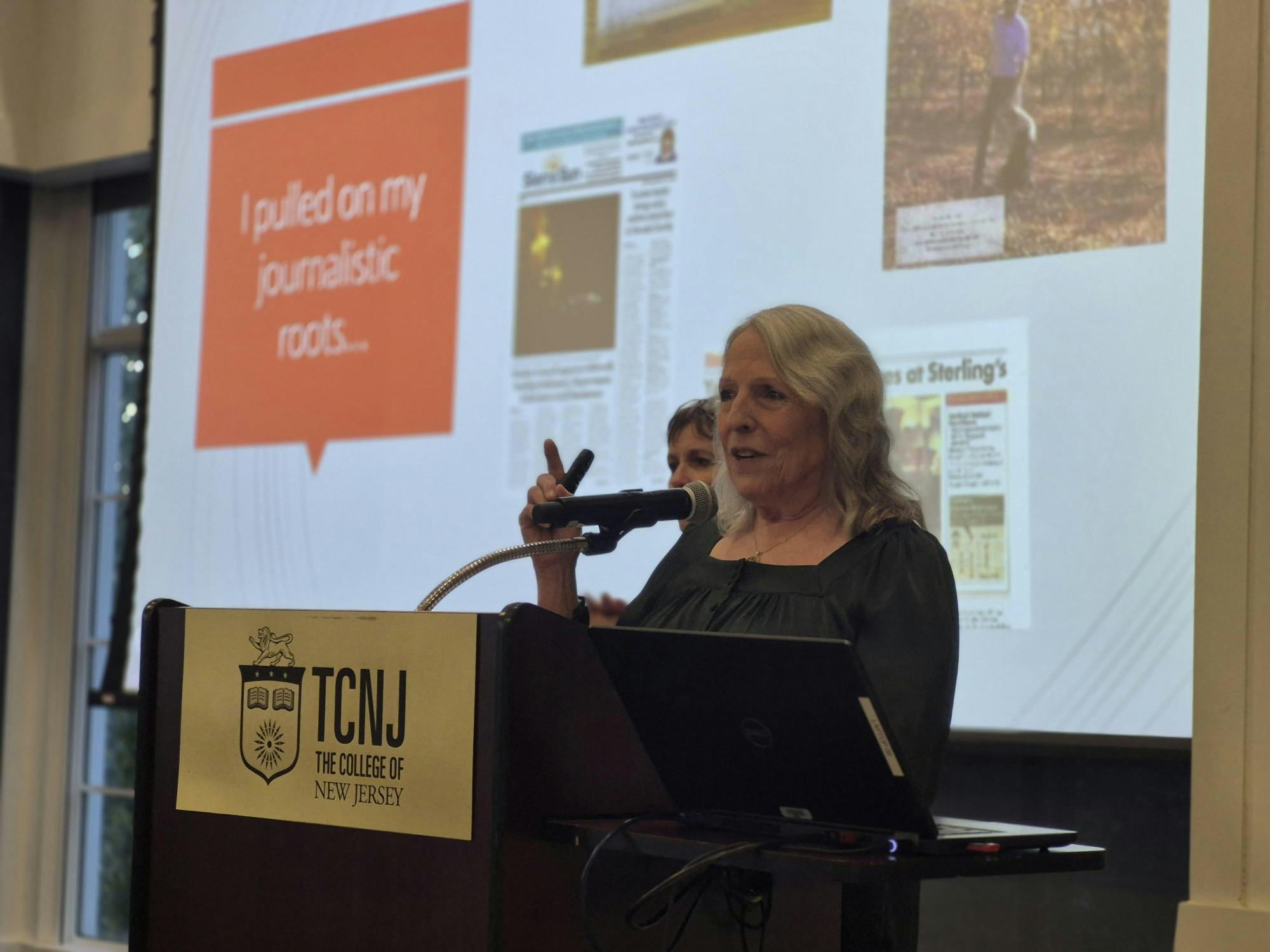 Hopkins explains how her journalism background helped during her book writing. (Photo courtesy of Kristen Luettchau)