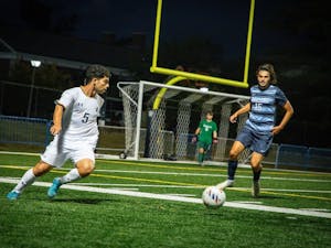 Junior Conor Campbell faces off with an Immaculata defender. (Photo by Andre Paras / Video Editor)