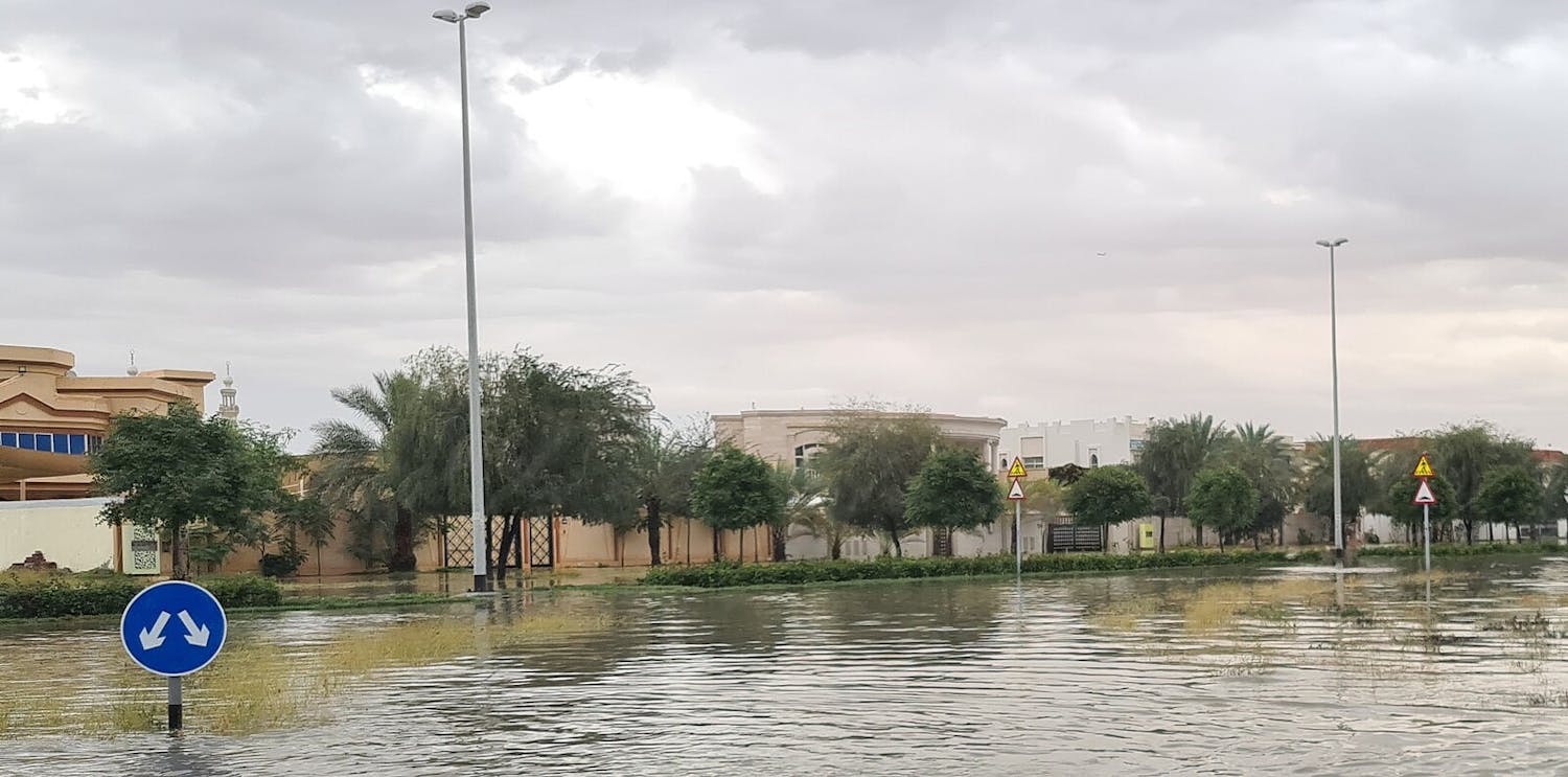 The recent storm has caused rainwater to sweep into residential areas, with videos posted about cars in Dubai being stranded and flooded shopping malls (Photo courtesy of Wikimedia Commons / CherryPie94. April 16, 2024). 