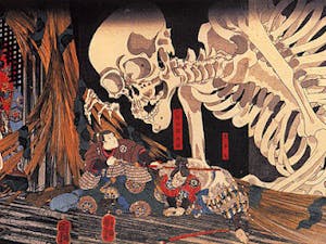 Utagawa Kuniyoshi, “Takiyasha the Witch and the Skeleton Spectre or Mitsukuni Defying the Skeleton Spectre Invoked by Princess Takiyasha” (1884) (Photo Courtesy of Wikimedia Commons, Petrusbarbygere, September 8, 2005). 