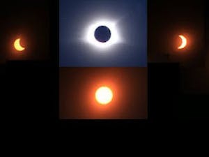 A solar eclipse occurs when the moon passes over the sun, which we will see again on April 8th (Photo courtesy of Flickr / “Eclipse-2017-Composite” by Norm Hoyes at Habersham Winery in Helen, GA USA / September 6, 2017).