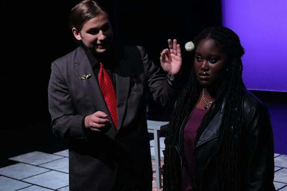 <p><em>King Creon lecturing his niece, Antigone, after she is caught attempting to bury her deceased brother. (Photo by Finn Singley)</em></p>