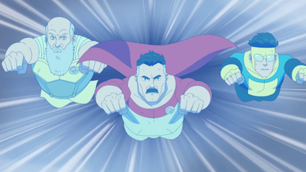 <p><em>Right-to-left: The titular hero Invincible with his father, Omni-Man and the intergalactic leader Thaedus, voiced by Steven Yeun, J.K. Simmons and Peter Cullen. (Photo courtesy of </em><a href="https://www.imdb.com/title/tt6741278/mediaviewer/rm2508051714/?ref_=ttmi_mi_27_1" target=""><em>IMDb</em></a><em>)</em></p>